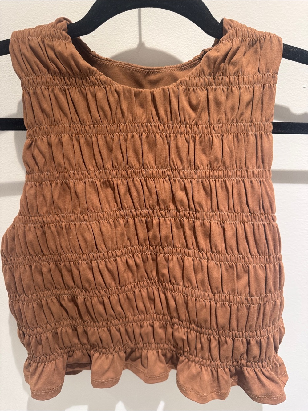 Smocked Tank Top in Rust Brown